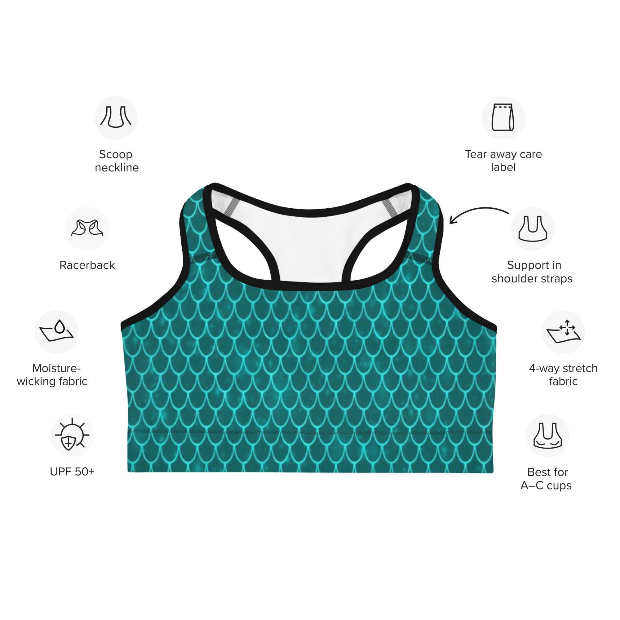 Mermaid Teal Sports Bra